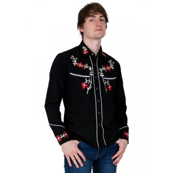 Redstar Western Skjorte - Røde Blomster