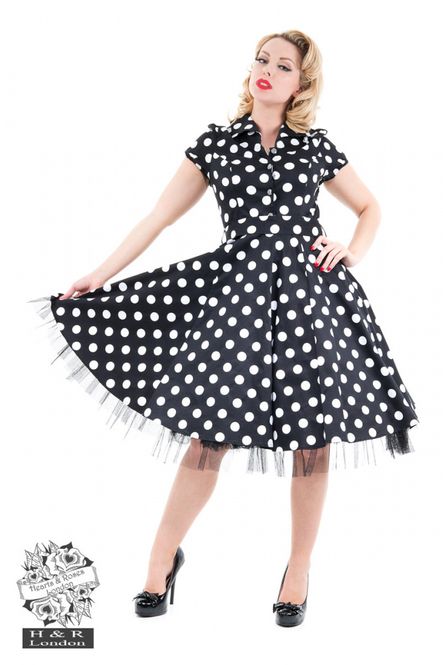 Main Image H&R - Sort/Hvit Large Polka Dot Tea Dress