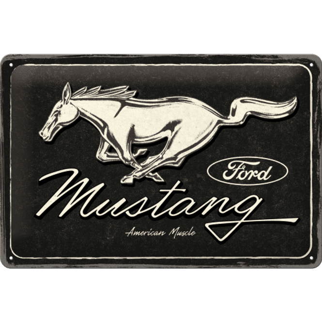 Hovedbilde Metallskilt - Ford Mustang Horse Logo Sort