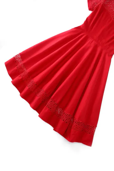 Dolly & Dotty - Tessa Lace Embroidered Swingkjole - Rød