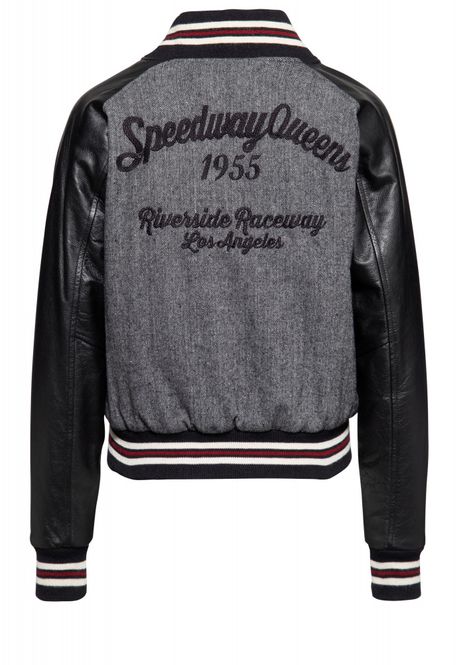 Main Image Queen Kerosin - College Jakke med Skinn Ermer