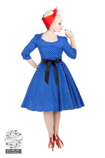 H&R - Veronica Blå Polka Dot Swingkjole