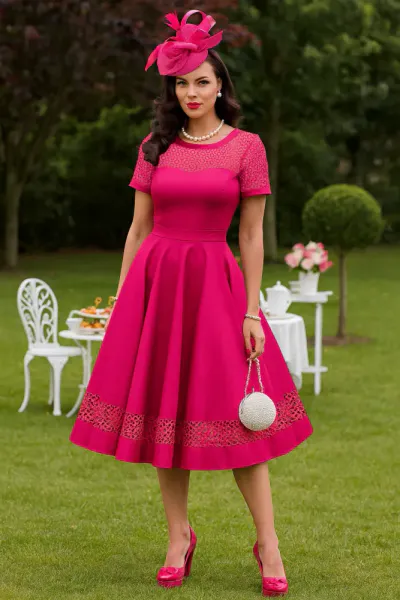 Dolly & Dotty - Tessa Lace Embroidered Swingkjole - Pink
