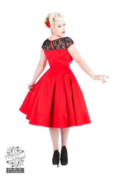 H&R - Mesh Lace Swingkjole - Rød